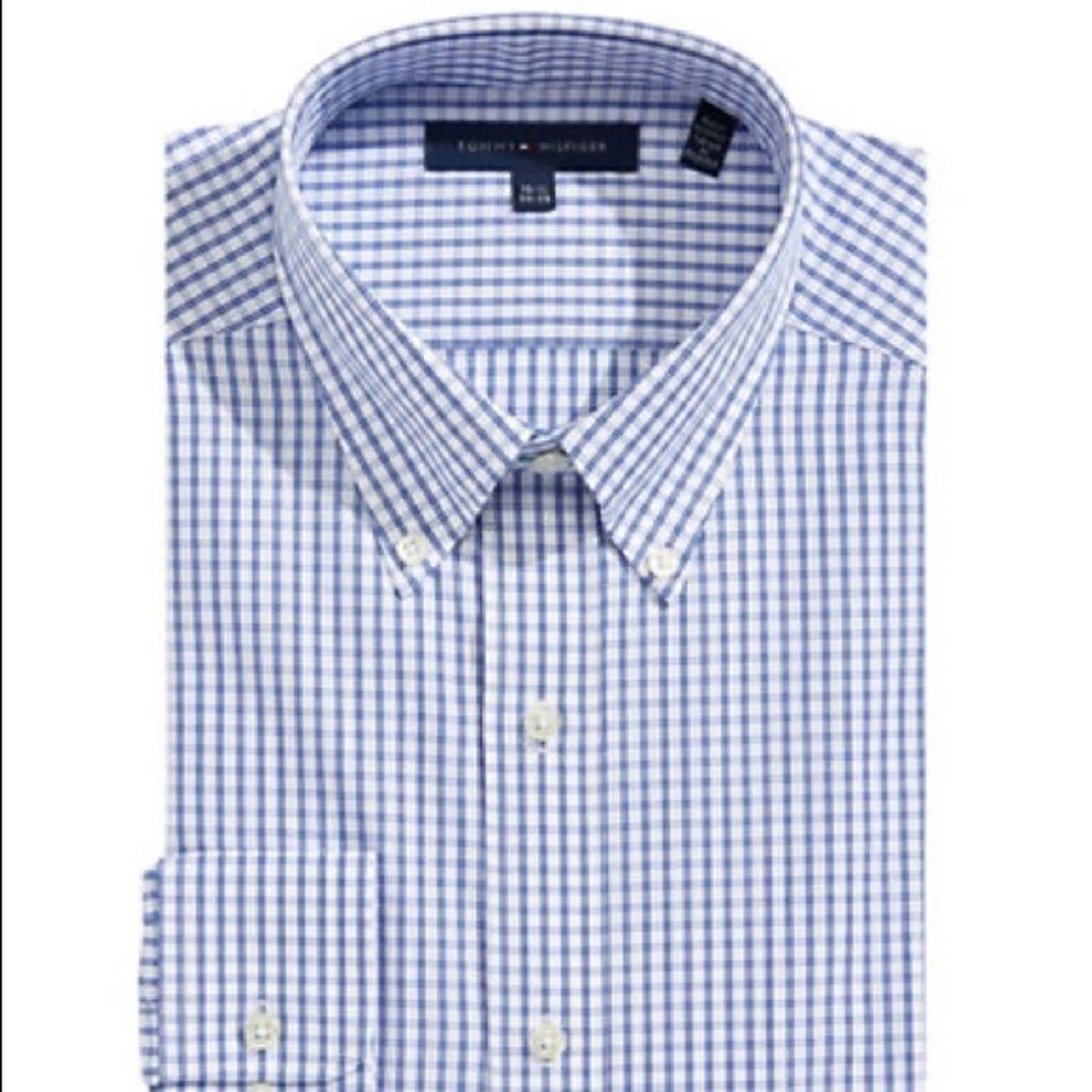 Tommy Hilfiger Grid Print Dress Shirt-BLUE CLOUD-15.5-34/35